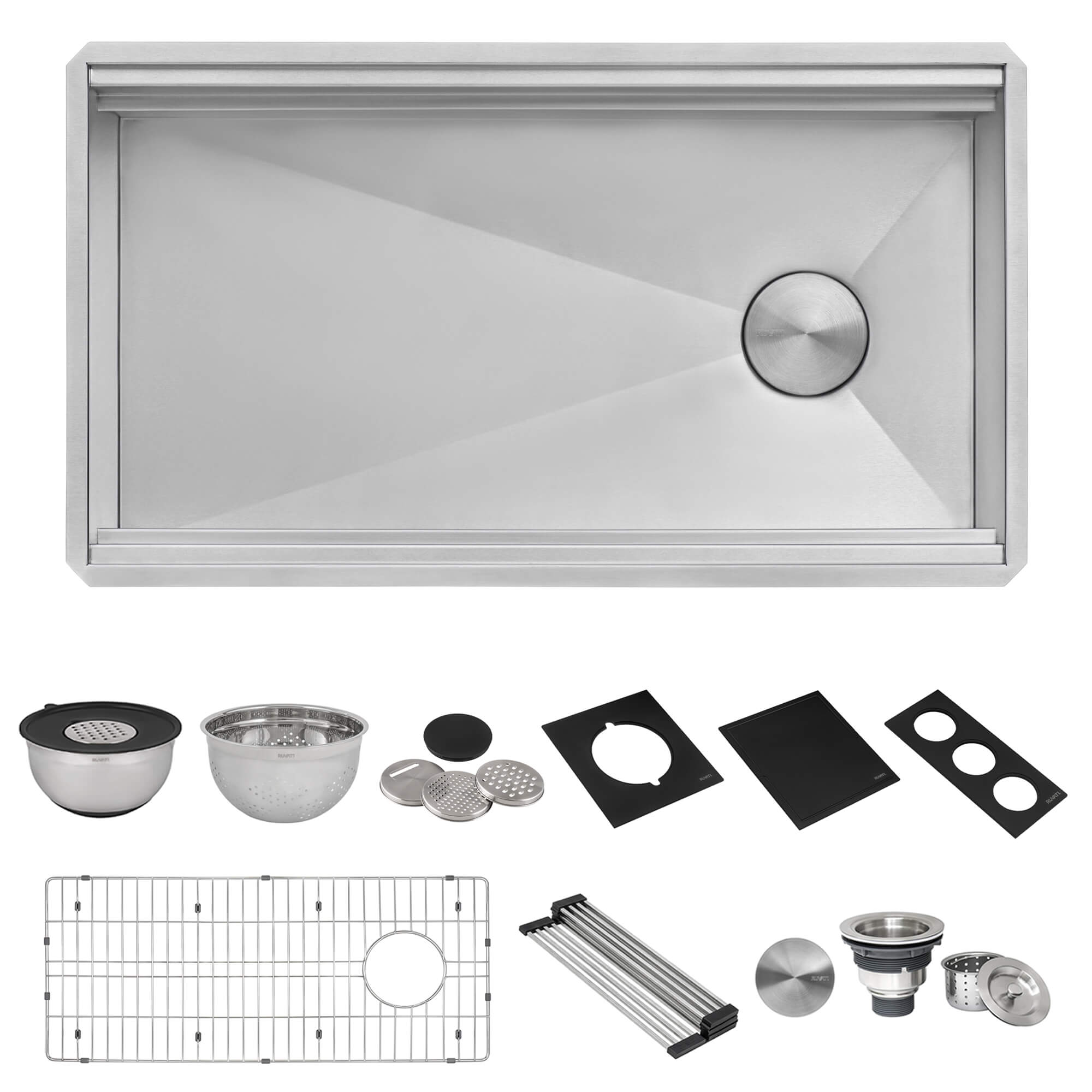 Dual-Tier Nova Ruvati 33-inch Workstation Two-Tiered Ledge Kitchen Sink Undermount 16 Gauge Stainless Steel – Model# RVH8224