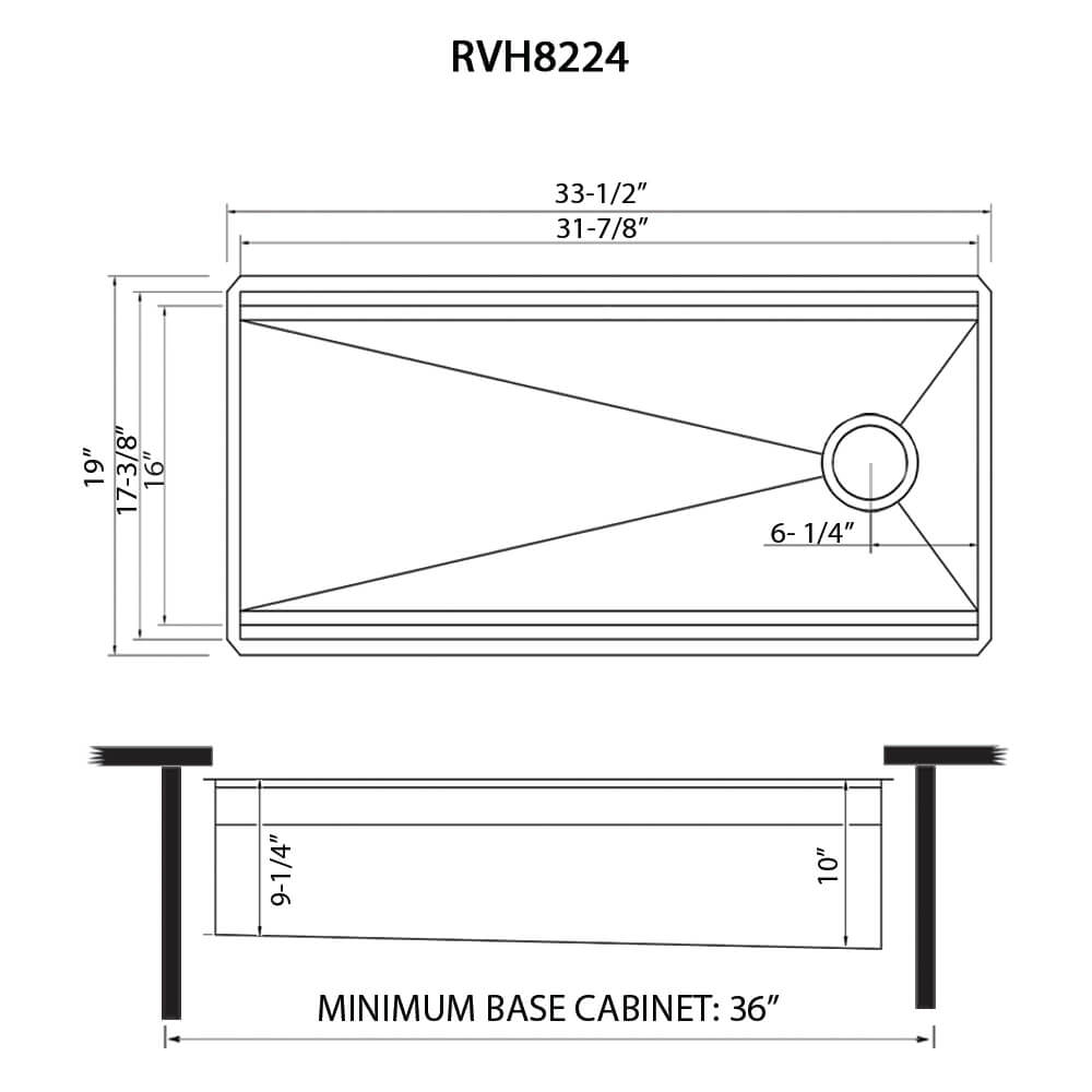 Dual-Tier Nova Ruvati 33-inch Workstation Two-Tiered Ledge Kitchen Sink Undermount 16 Gauge Stainless Steel – Model# RVH8224