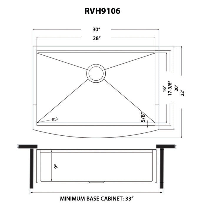 Monaco Ruvati 30" Gunmetal Black Workstation Apron-Front Stainless Steel Kitchen Sink – Model # RVH9106BL
