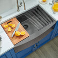 Monaco Ruvati 30" Gunmetal Black Workstation Apron-Front Stainless Steel Kitchen Sink – Model # RVH9106BL