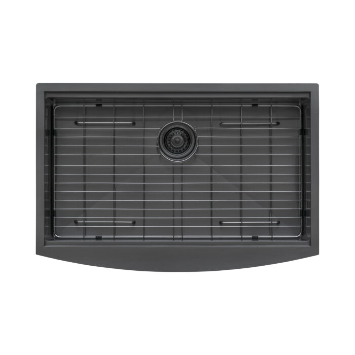 Monaco Ruvati 30" Gunmetal Black Workstation Apron-Front Stainless Steel Kitchen Sink – Model # RVH9106BL