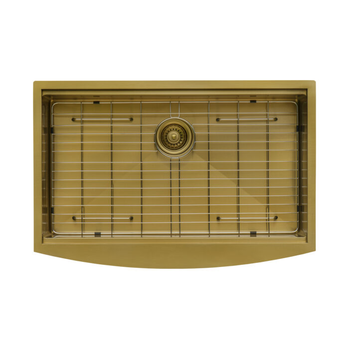 Monaco Ruvati 30" Matte Gold Workstation Apron-Front Stainless Steel Kitchen Sink – Model # RVH9106GG