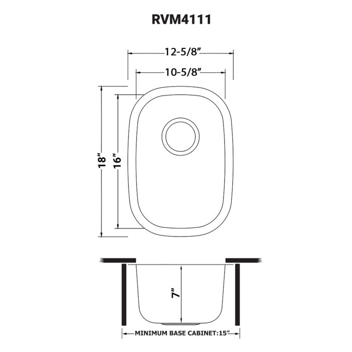 Parmi Model: RVM4111 Ruvati 12 x 18 inch Undermount 16 Gauge Stainless Steel Bar Prep Sink – RVM4111