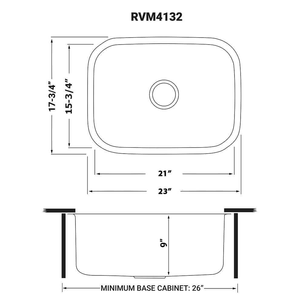Parmi Model: RVM4132 Ruvati 24-inch Undermount 16 Gauge Stainless Steel Kitchen Sink Single Bowl – RVM4132