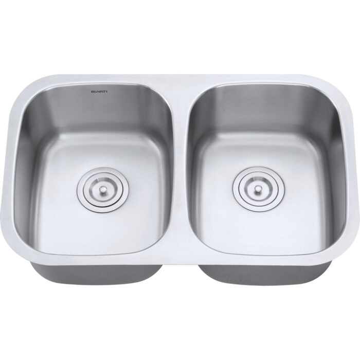 Parmi Model: RVM4301 Ruvati 29-inch Undermount 50/50 Double Bowl 16 Gauge Stainless Steel Kitchen Sink – RVM4301
