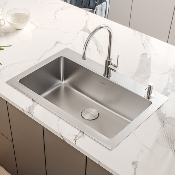 Modena Model: RVM5001 Ruvati 33 x 22 inch Drop-in Topmount Kitchen Sink 16 Gauge Stainless Steel Single Bowl – RVM5001