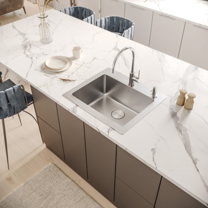 Modena Model: RVM5025 Ruvati 25 x 22 inch Drop-in Topmount Kitchen Sink 16 Gauge Stainless Steel Single Bowl – RVM5025