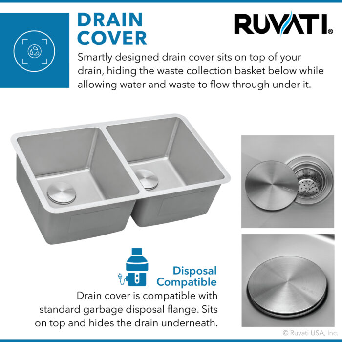 Modena Model: RVM5077 Ruvati 28-inch Undermount Kitchen Sink 50/50 Double Bowl 16 Gauge Stainless Steel – RVM5077