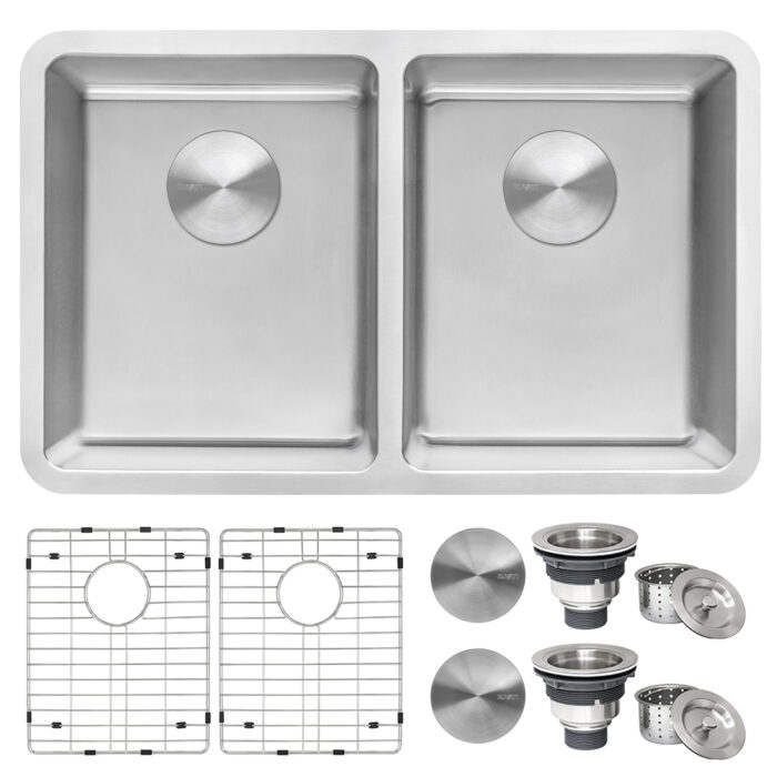 Modena Model: RVM5077 Ruvati 28-inch Undermount Kitchen Sink 50/50 Double Bowl 16 Gauge Stainless Steel – RVM5077