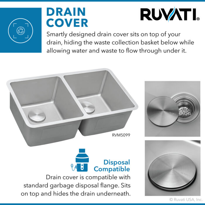 Modena Model: RVM5099 Ruvati 31-inch Undermount Kitchen Sink 50/50 Double Bowl 16 Gauge Stainless Steel – RVM5099