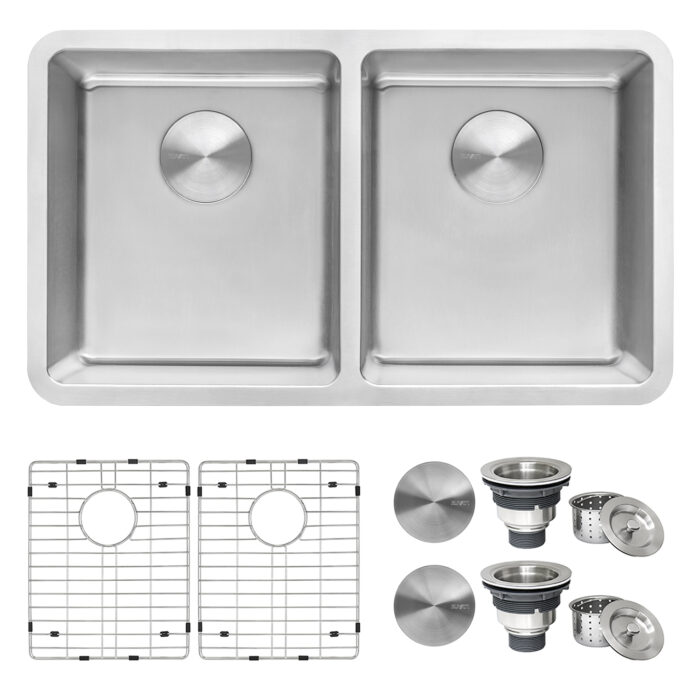 Modena Model: RVM5099 Ruvati 31-inch Undermount Kitchen Sink 50/50 Double Bowl 16 Gauge Stainless Steel – RVM5099