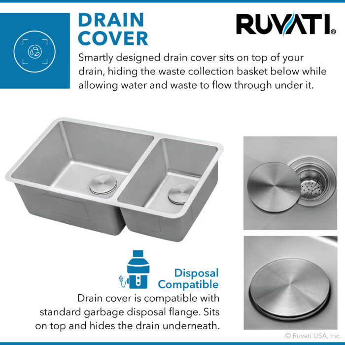Modena Model: RVM5300 Ruvati 32-inch Undermount Kitchen Sink 70/30 Double Bowl 16 Gauge Stainless Steel – RVM5300