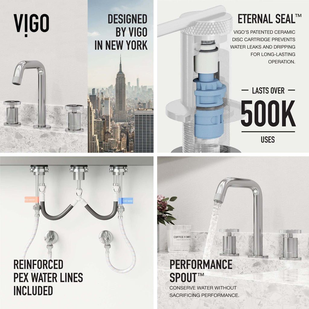 VIGO - Cass 2 Handle Widespread Bathroom Faucet In Chrome Model# VG01301CH