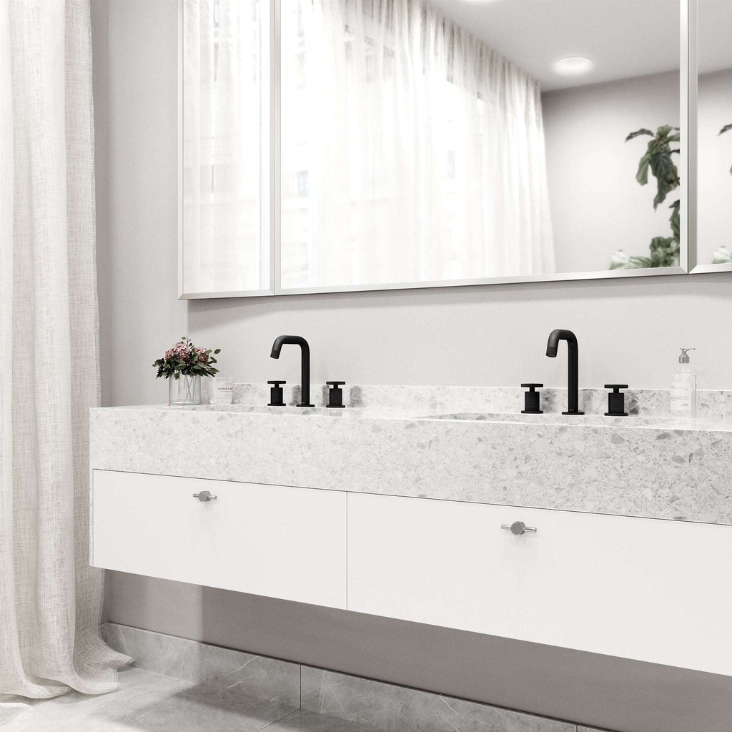 VIGO - Cass 2 Handle Widespread Bathroom Faucet In Matte Black Model# VG01301MB