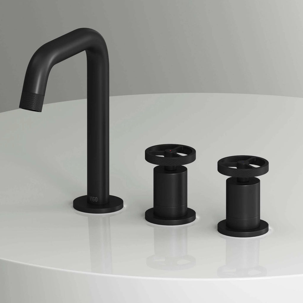 VIGO - Cass 2 Handle Widespread Bathroom Faucet In Matte Black Model# VG01301MB