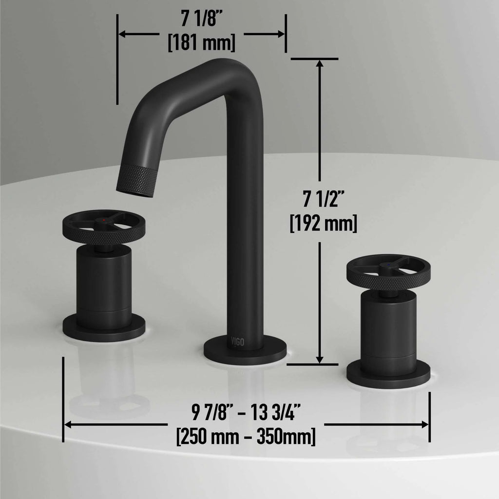 VIGO - Cass 2 Handle Widespread Bathroom Faucet In Matte Black Model# VG01301MB