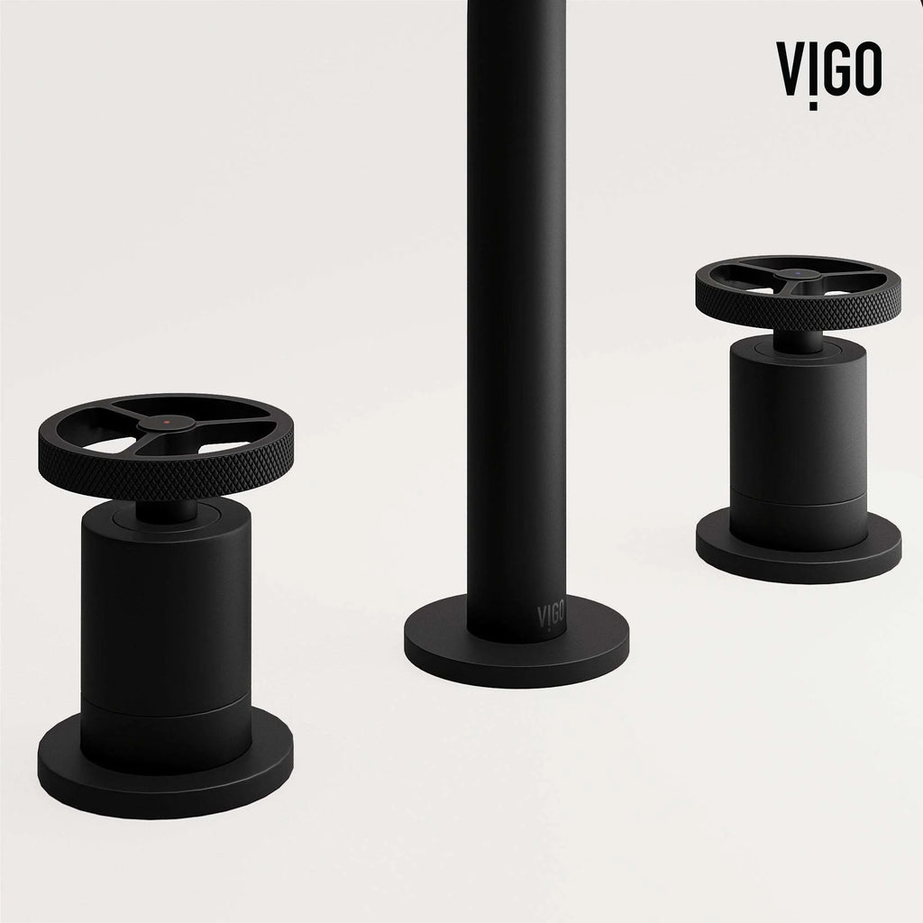 VIGO - Cass 2 Handle Widespread Bathroom Faucet In Matte Black Model# VG01301MB