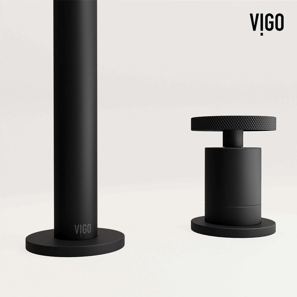 VIGO - Cass 2 Handle Widespread Bathroom Faucet In Matte Black Model# VG01301MB