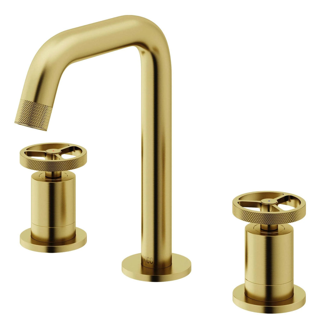 VIGO - Cass 2 Handle Widespread Bathroom Faucet In Matte Brushed Gold Model# VG01301MG