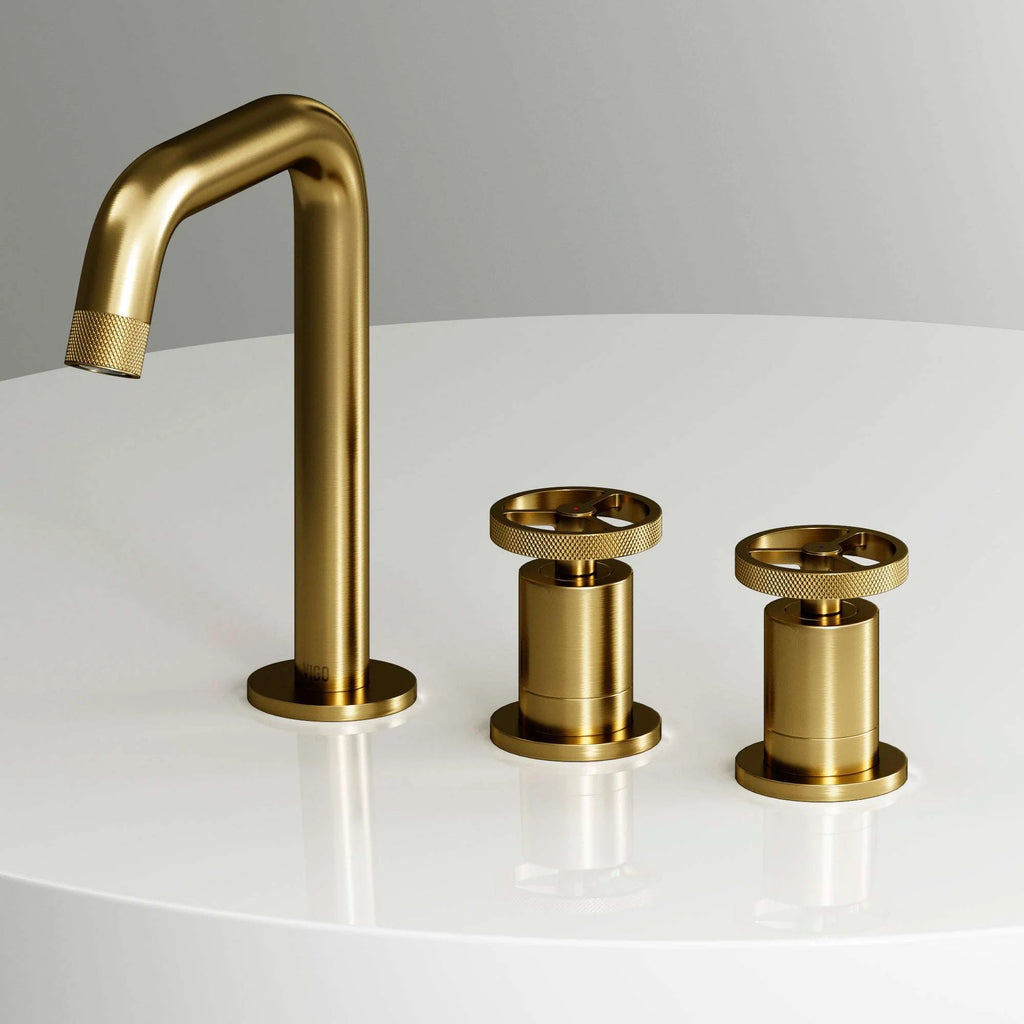 VIGO - Cass 2 Handle Widespread Bathroom Faucet In Matte Brushed Gold Model# VG01301MG
