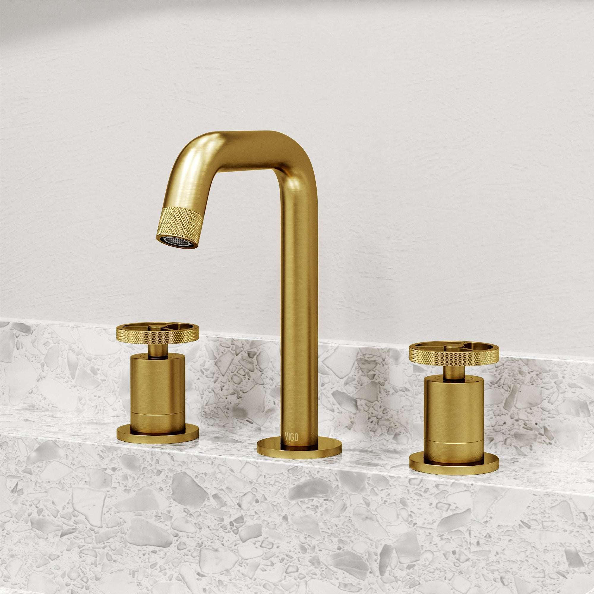 VIGO - Cass 2 Handle Widespread Bathroom Faucet In Matte Brushed Gold Model# VG01301MG