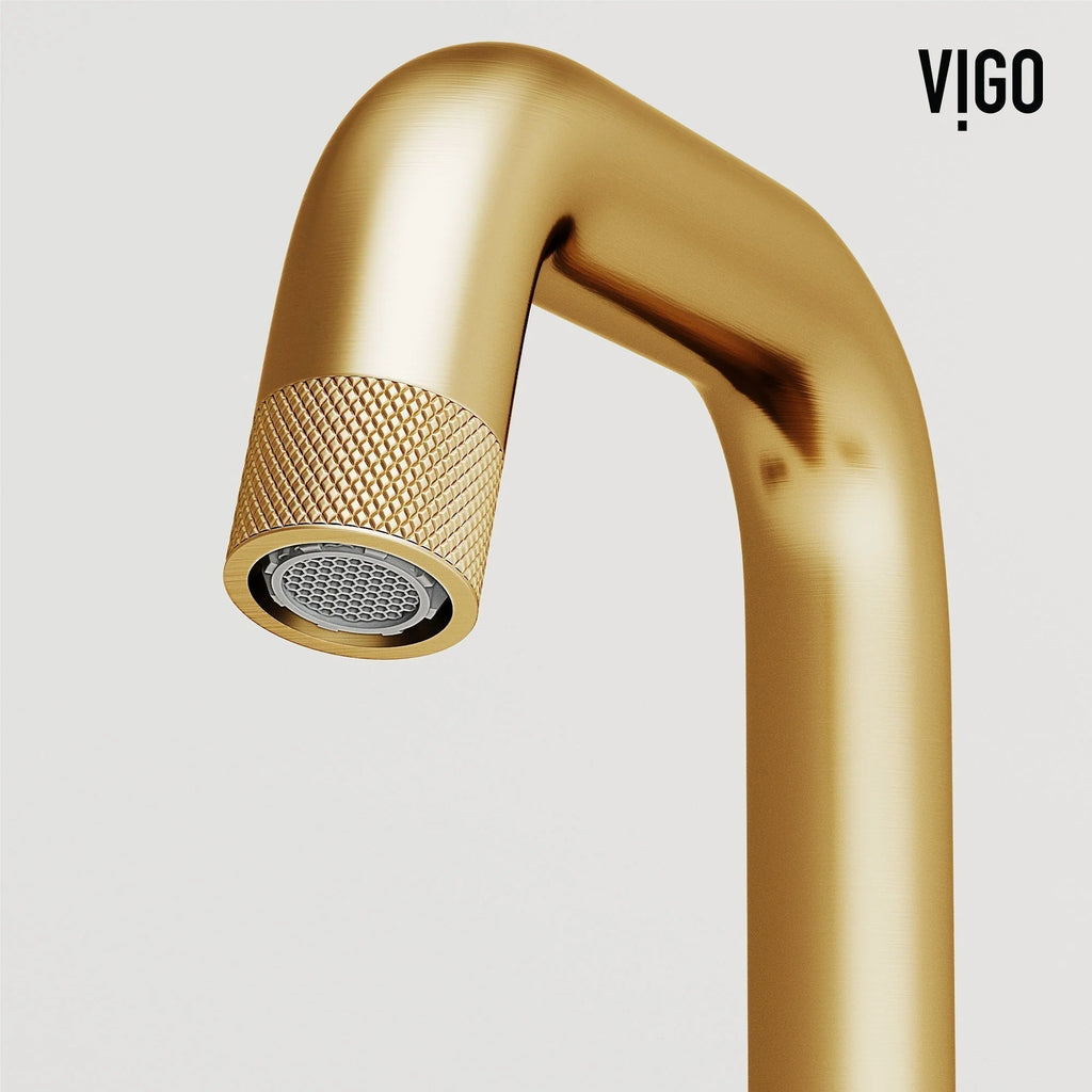 VIGO - Cass 2 Handle Widespread Bathroom Faucet In Matte Brushed Gold Model# VG01301MG