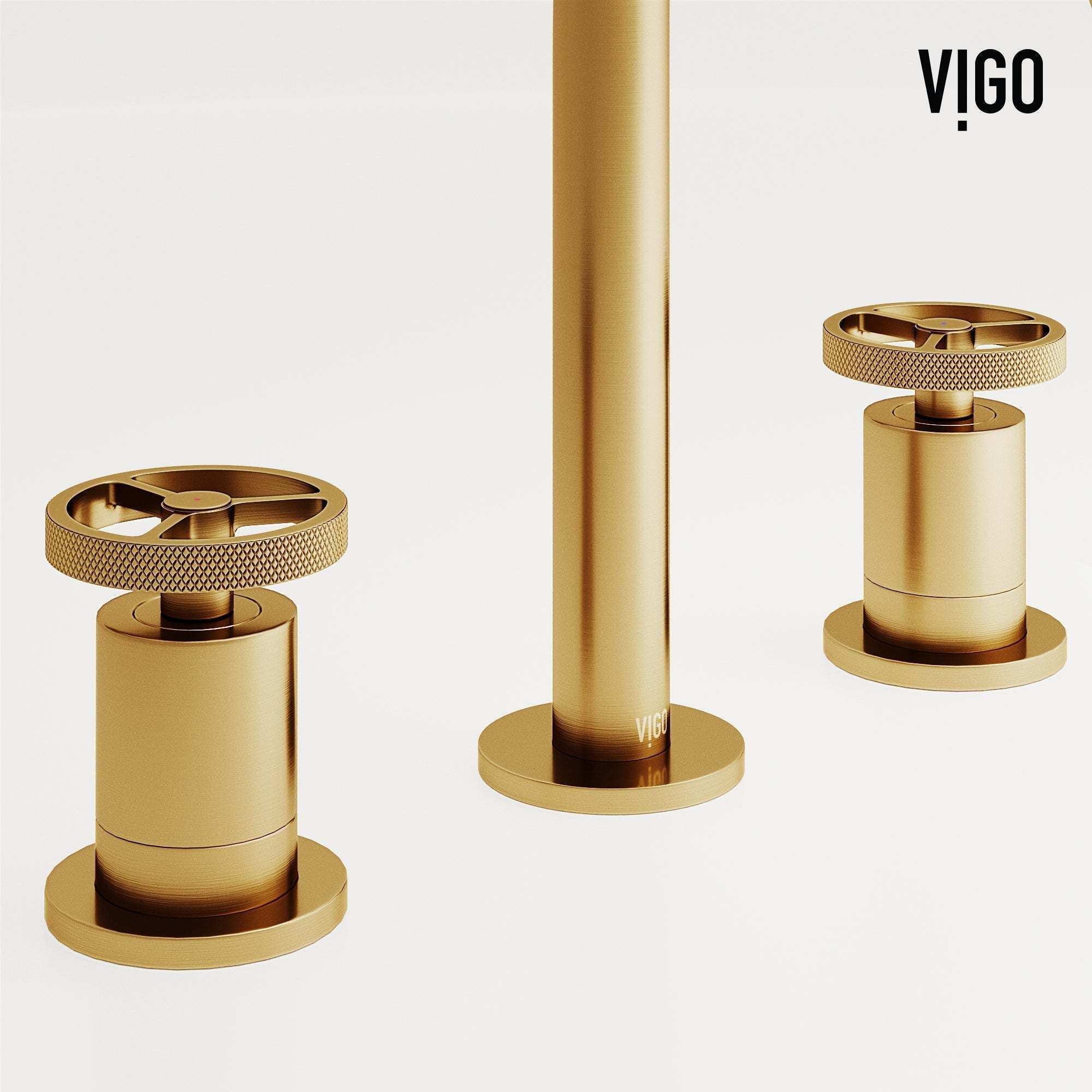 VIGO - Cass 2 Handle Widespread Bathroom Faucet In Matte Brushed Gold Model# VG01301MG
