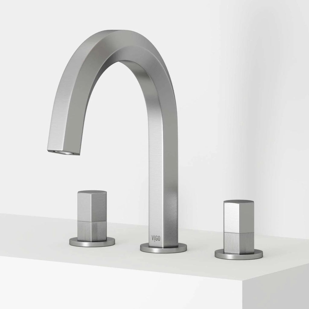 VIGO - Hart 9 in. &nbsp;Hexad 2 Handles Widespread Bathroom Faucet In Brushed Nickel Model# VG01303BN