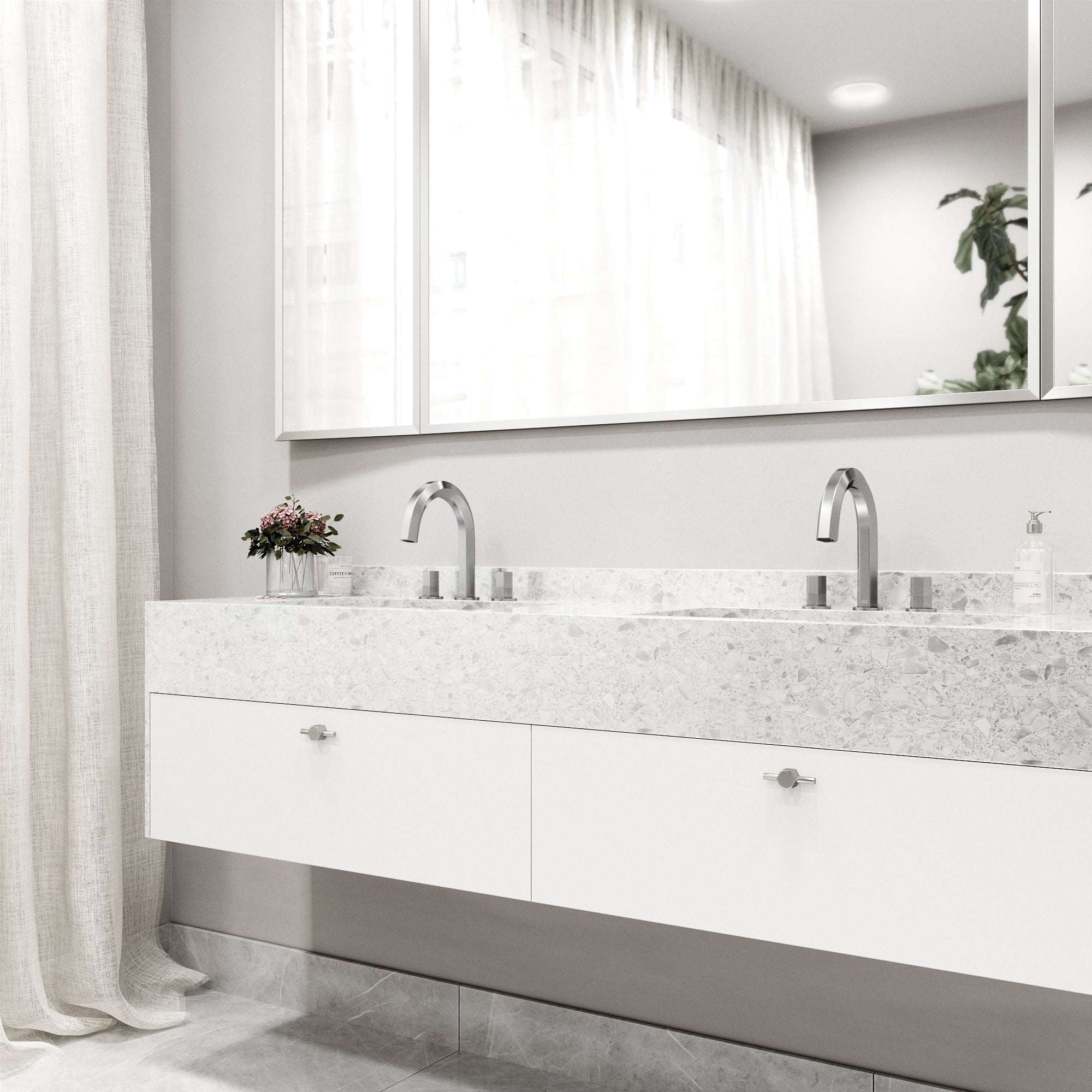 VIGO - Hart 9 in. &nbsp;Hexad 2 Handles Widespread Bathroom Faucet In Brushed Nickel Model# VG01303BN