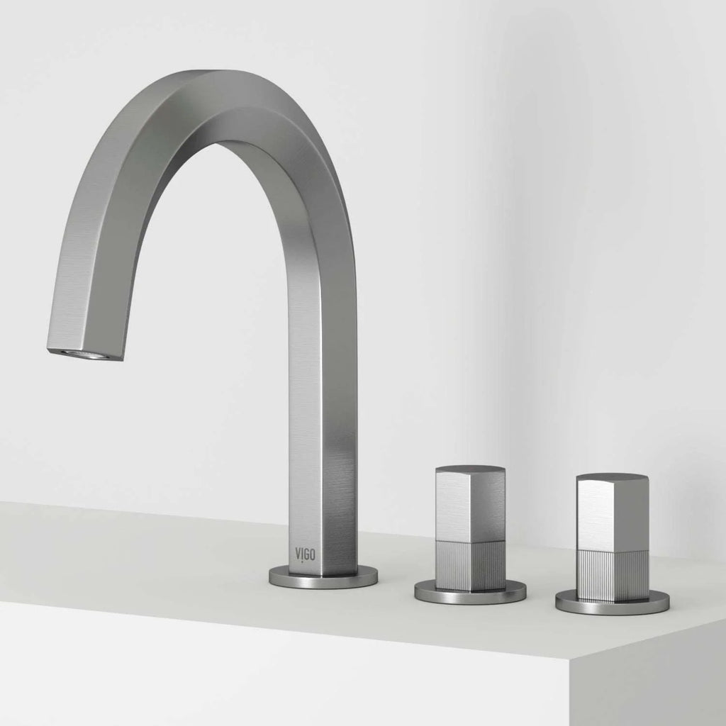 VIGO - Hart 9 in. &nbsp;Hexad 2 Handles Widespread Bathroom Faucet In Brushed Nickel Model# VG01303BN