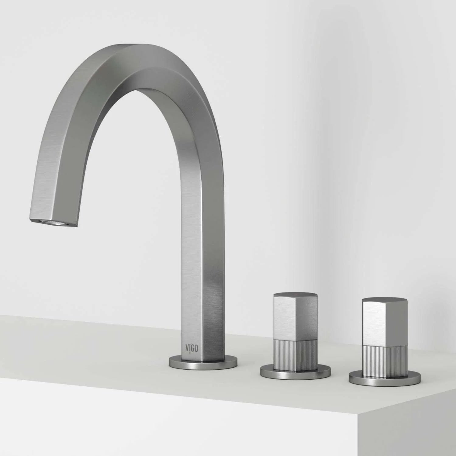 VIGO - Hart 9 in. &nbsp;Hexad 2 Handles Widespread Bathroom Faucet In Brushed Nickel Model# VG01303BN