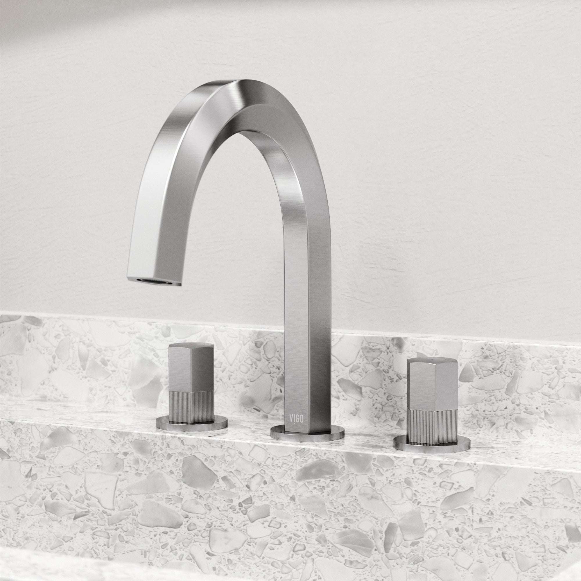 VIGO - Hart 9 in. &nbsp;Hexad 2 Handles Widespread Bathroom Faucet In Brushed Nickel Model# VG01303BN