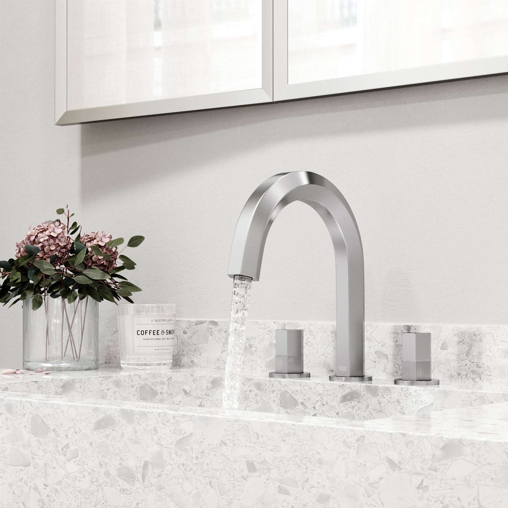 VIGO - Hart 9 in. &nbsp;Hexad 2 Handles Widespread Bathroom Faucet In Brushed Nickel Model# VG01303BN