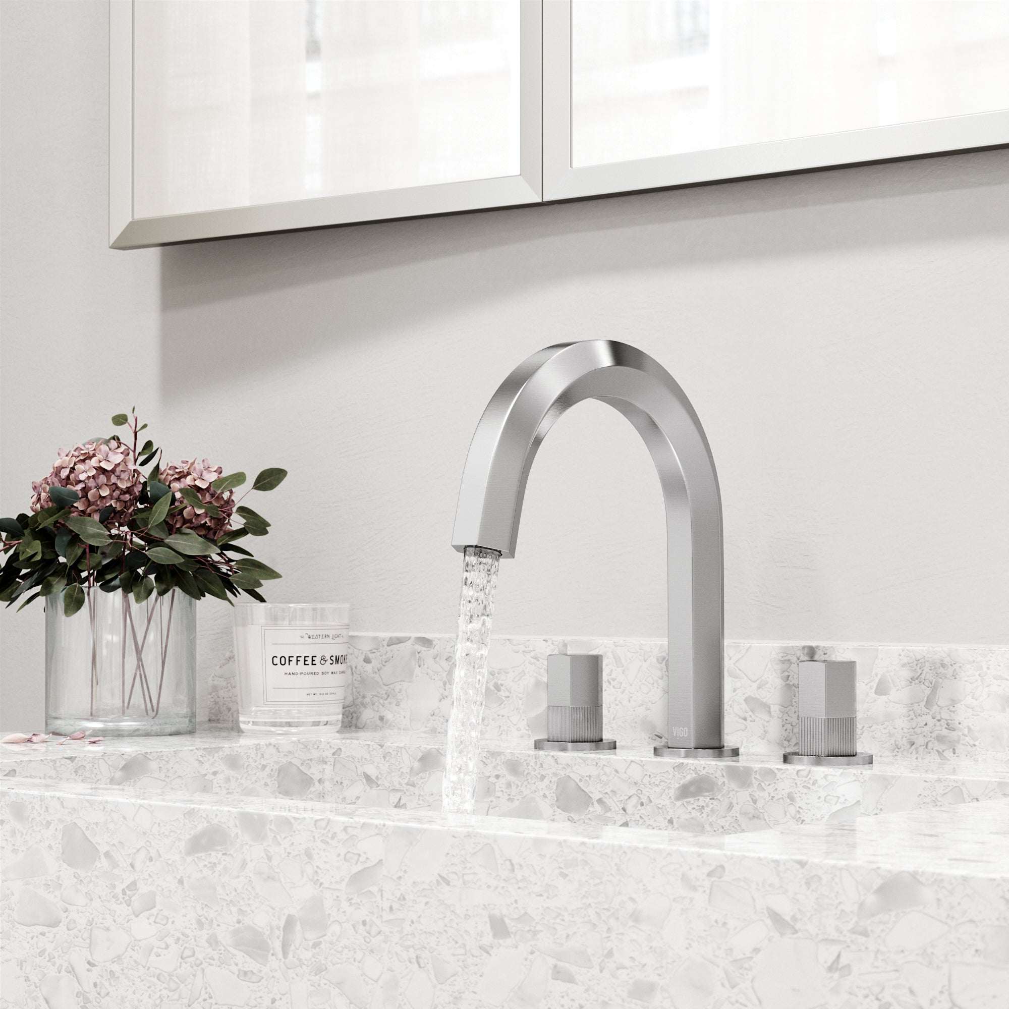 VIGO - Hart 9 in. &nbsp;Hexad 2 Handles Widespread Bathroom Faucet In Brushed Nickel Model# VG01303BN