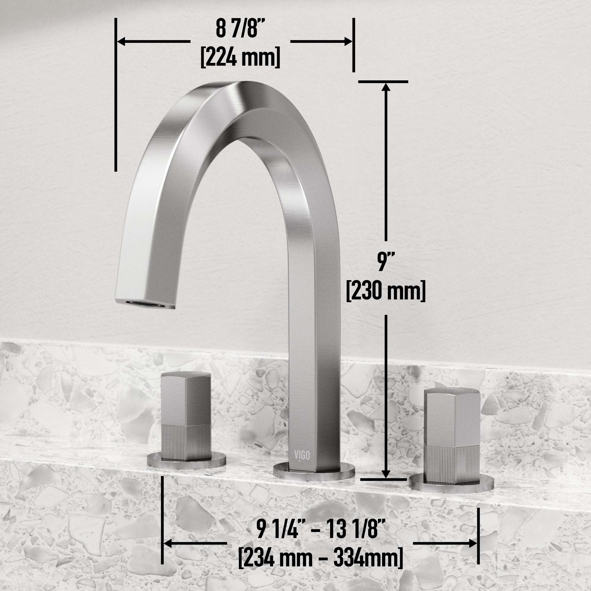 VIGO - Hart 9 in. &nbsp;Hexad 2 Handles Widespread Bathroom Faucet In Brushed Nickel Model# VG01303BN