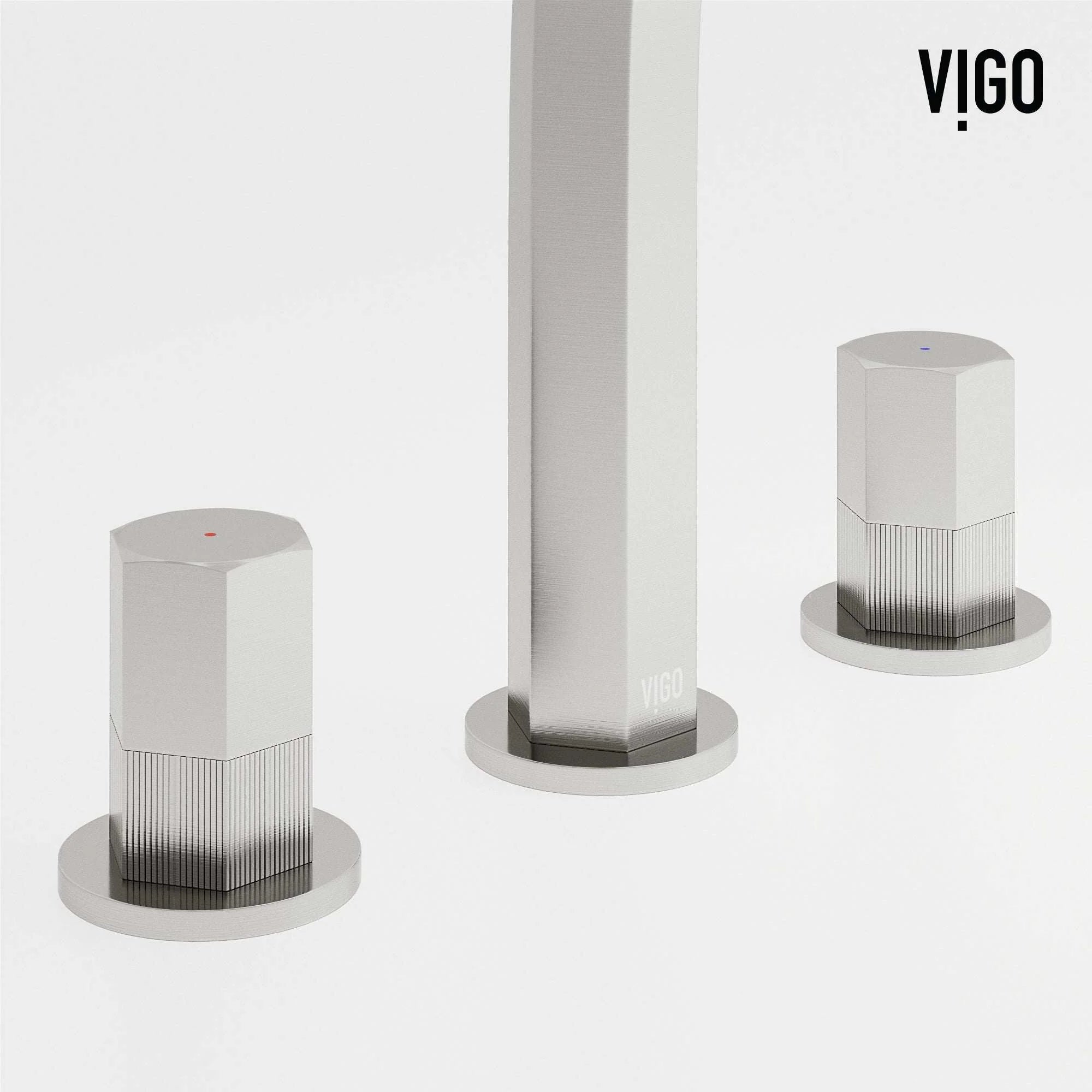 VIGO - Hart 9 in. &nbsp;Hexad 2 Handles Widespread Bathroom Faucet In Brushed Nickel Model# VG01303BN