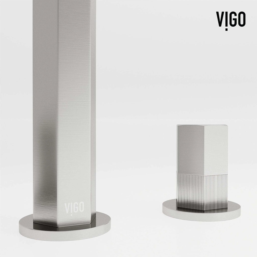 VIGO - Hart 9 in. &nbsp;Hexad 2 Handles Widespread Bathroom Faucet In Brushed Nickel Model# VG01303BN
