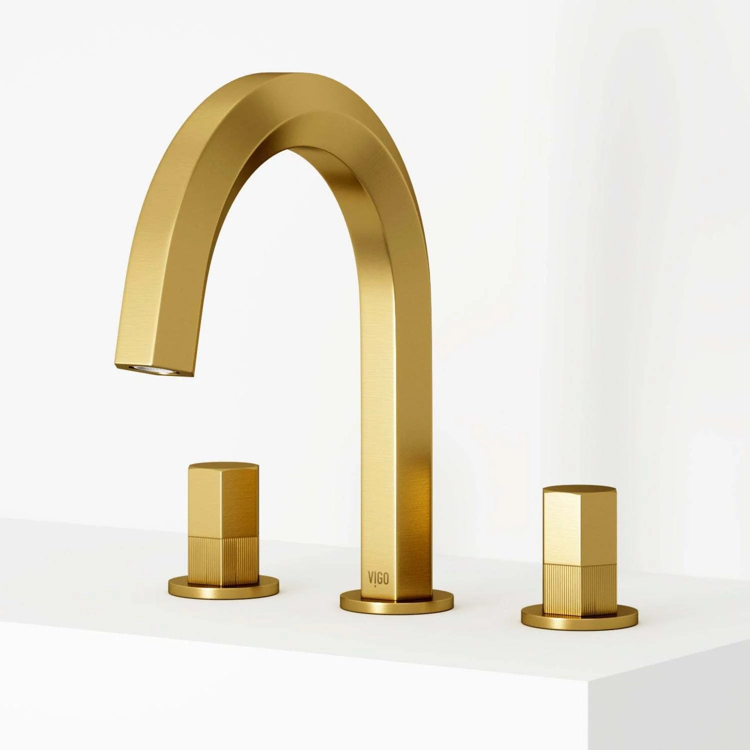 VIGO - Hart 9 in. Hexad 2 Handles Widespread Bathroom Faucet In Matte Brushed Gold Model# VG01303MG