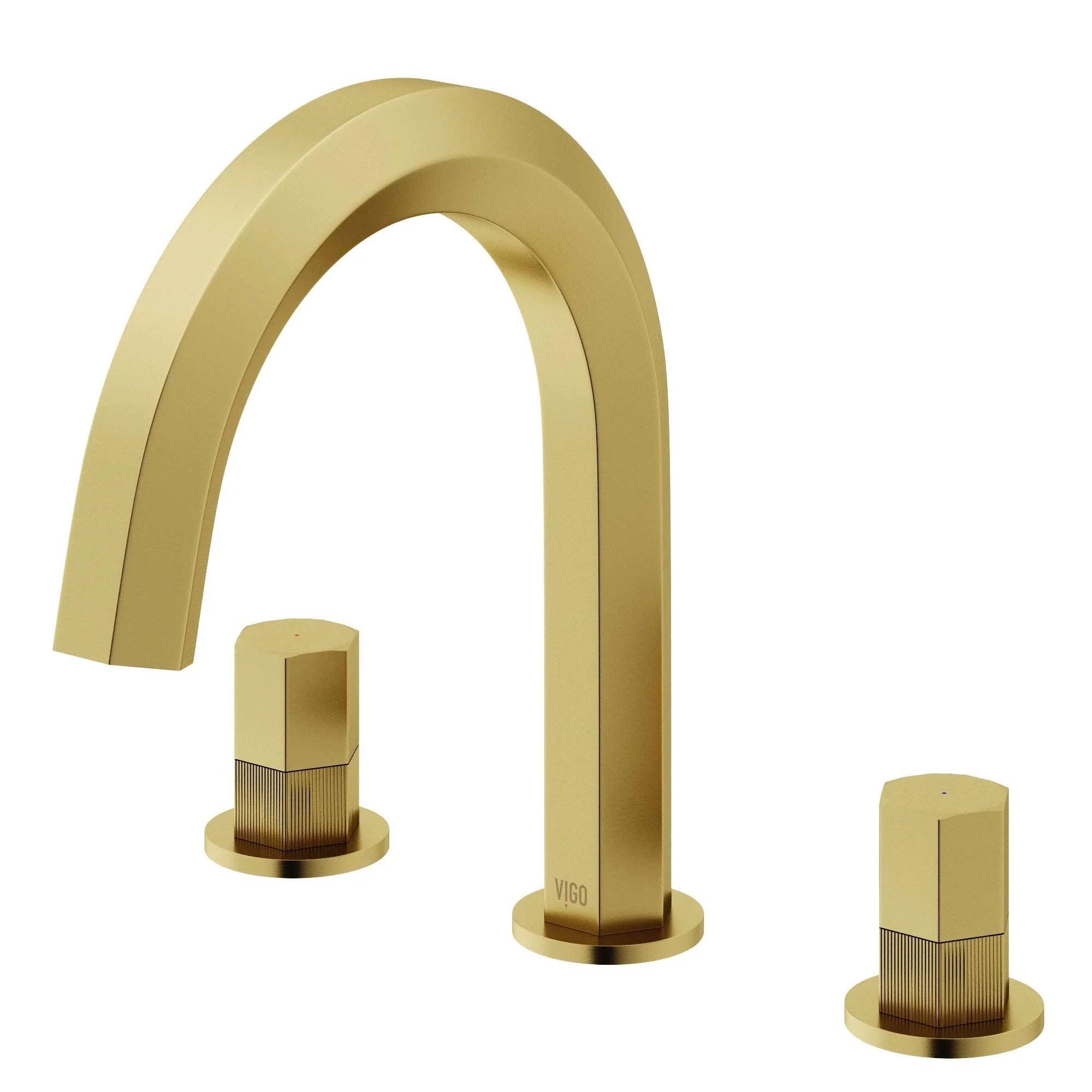 VIGO - Hart 9 in. Hexad 2 Handles Widespread Bathroom Faucet In Matte Brushed Gold Model# VG01303MG