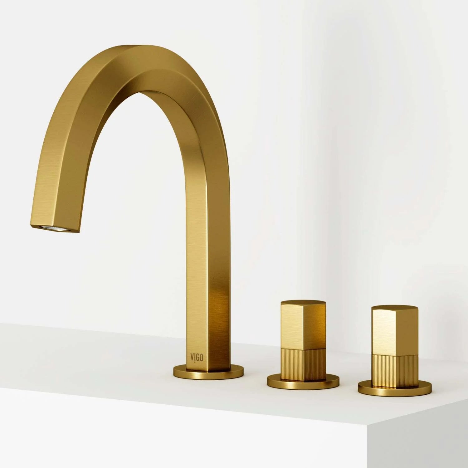 VIGO - Hart 9 in. Hexad 2 Handles Widespread Bathroom Faucet In Matte Brushed Gold Model# VG01303MG