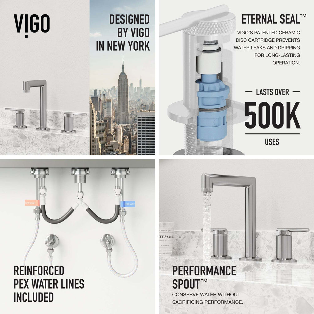 VIGO - Sterling Widespread 2 Handle Bathroom Faucet In Brushed Nickel Model# VG01304BN