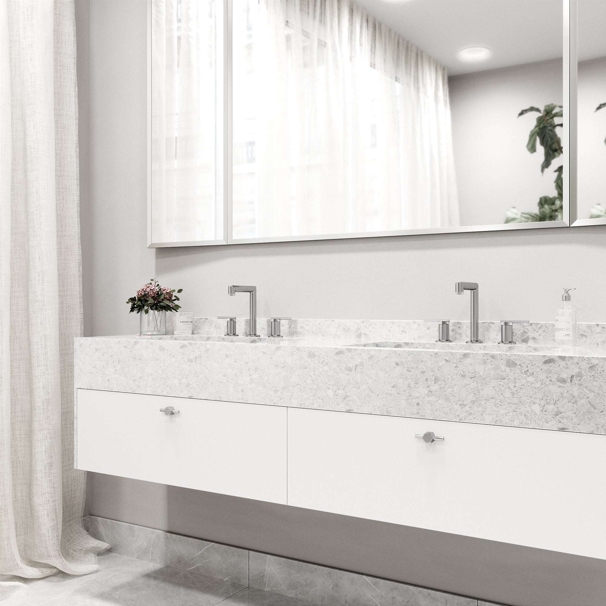 VIGO - Sterling Widespread 2 Handle Bathroom Faucet In Brushed Nickel Model# VG01304BN