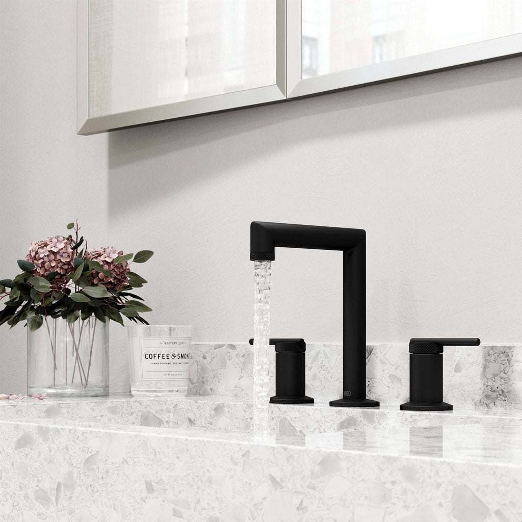VIGO - Sterling Widespread 2 Handle Bathroom Faucet In Matte Black Model# VG01304MB
