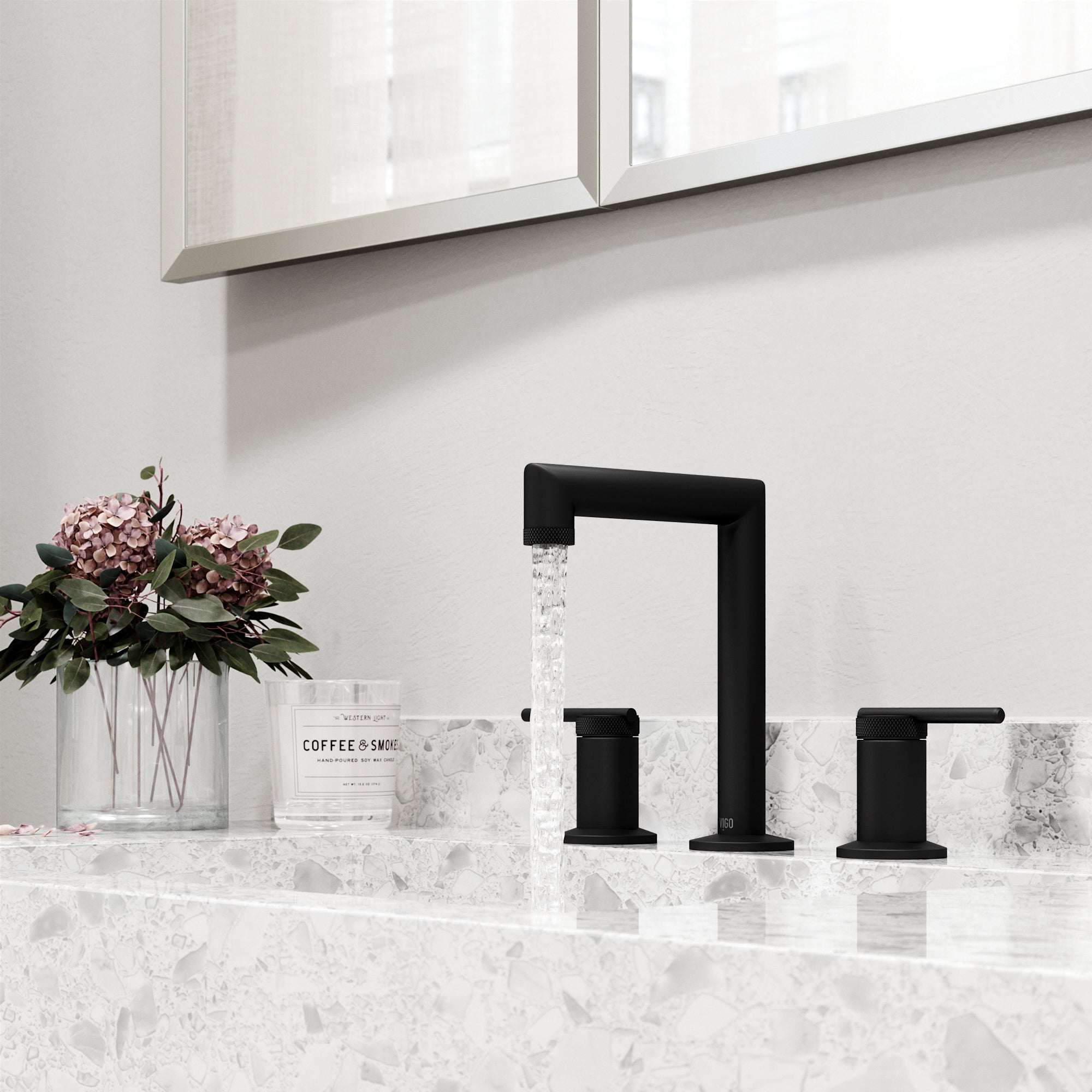 VIGO - Sterling Widespread 2 Handle Bathroom Faucet In Matte Black Model# VG01304MB
