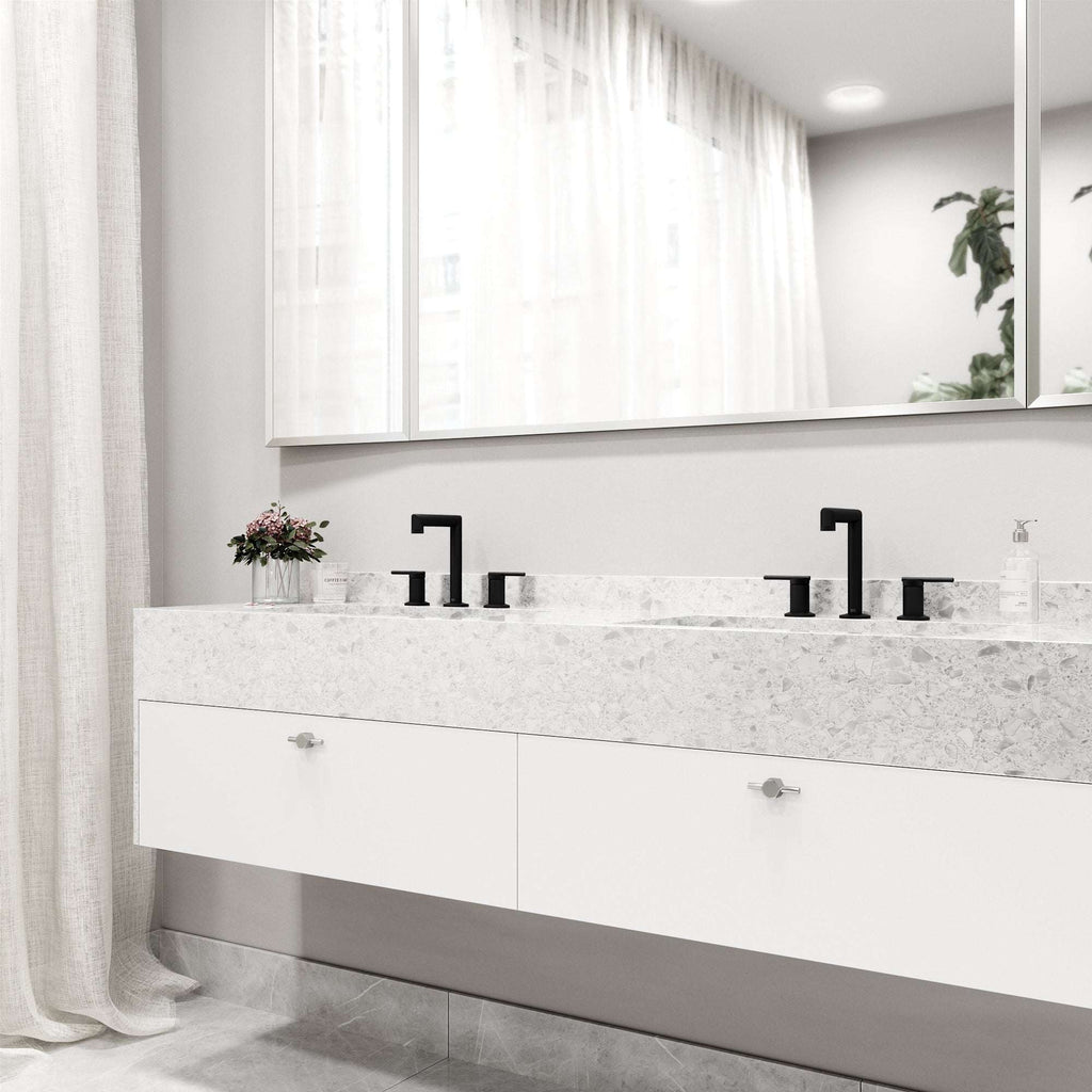 VIGO - Sterling Widespread 2 Handle Bathroom Faucet In Matte Black Model# VG01304MB