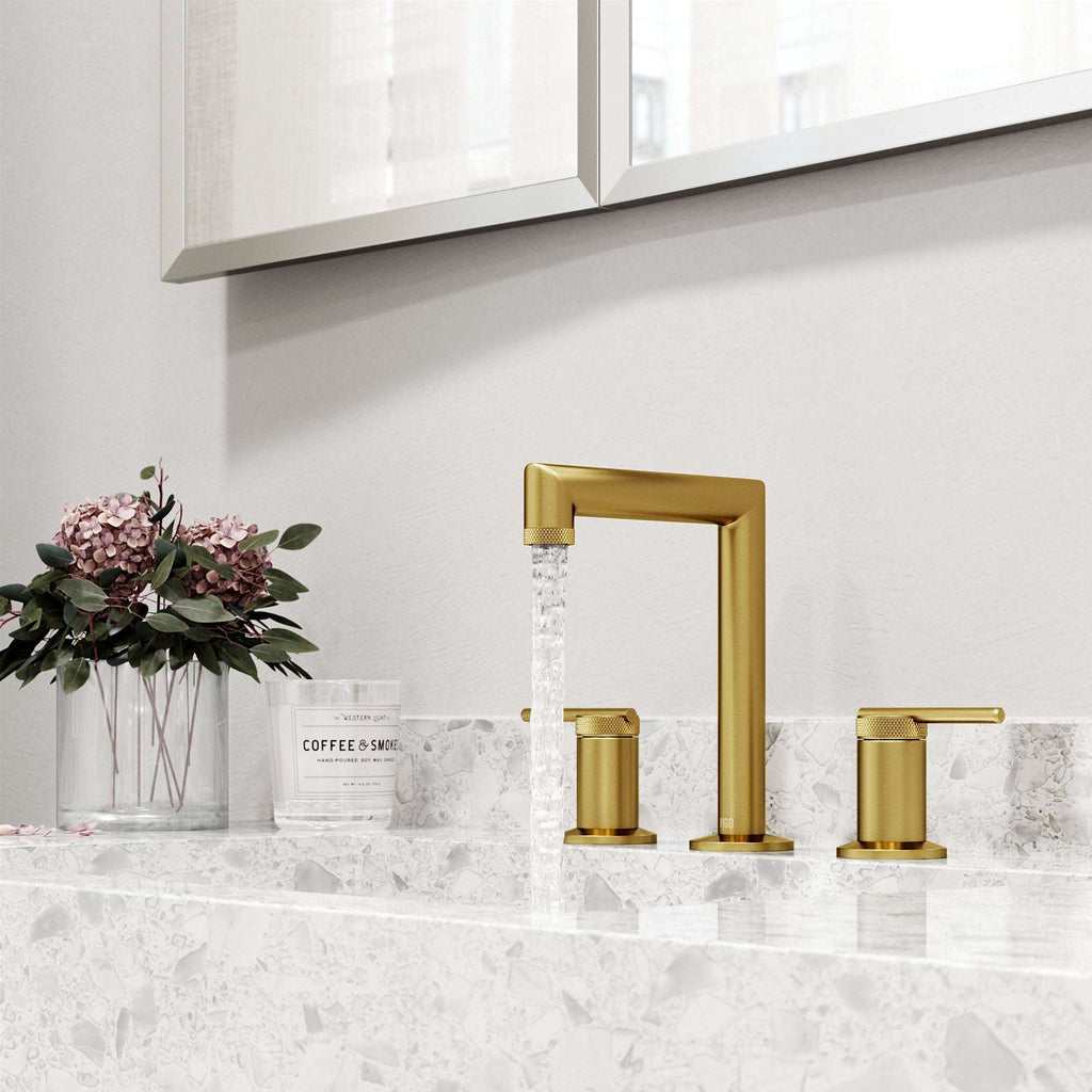 VIGO - Sterling Widespread 2 Handle Bathroom Faucet In Matte Brushed Gold Model# VG01304MG