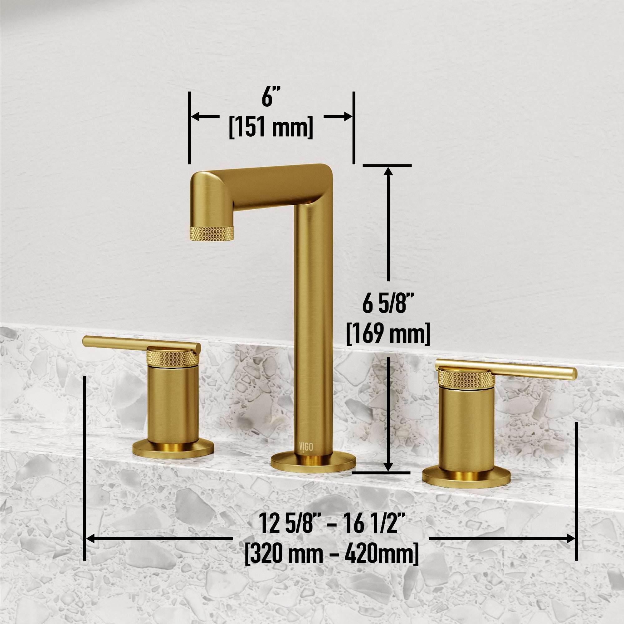 VIGO - Sterling Widespread 2 Handle Bathroom Faucet In Matte Brushed Gold Model# VG01304MG