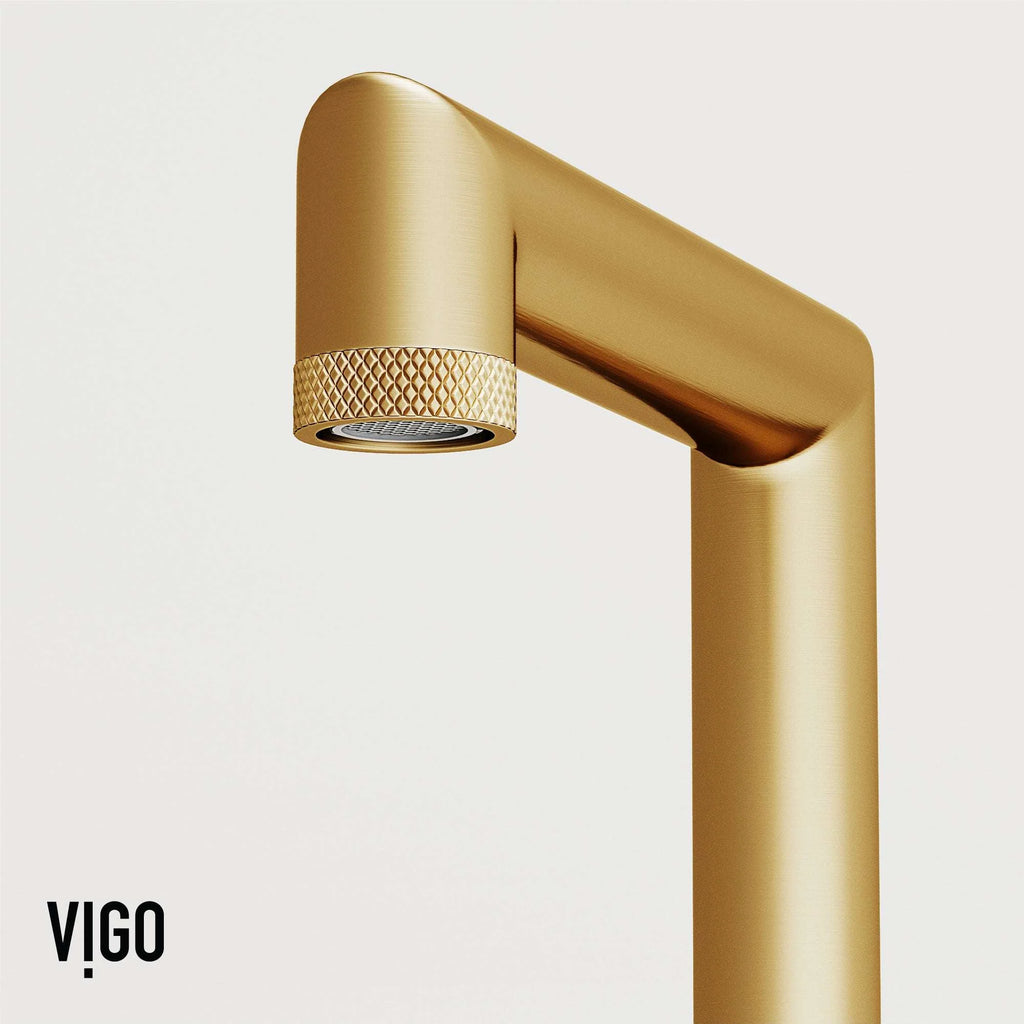 VIGO - Sterling Widespread 2 Handle Bathroom Faucet In Matte Brushed Gold Model# VG01304MG