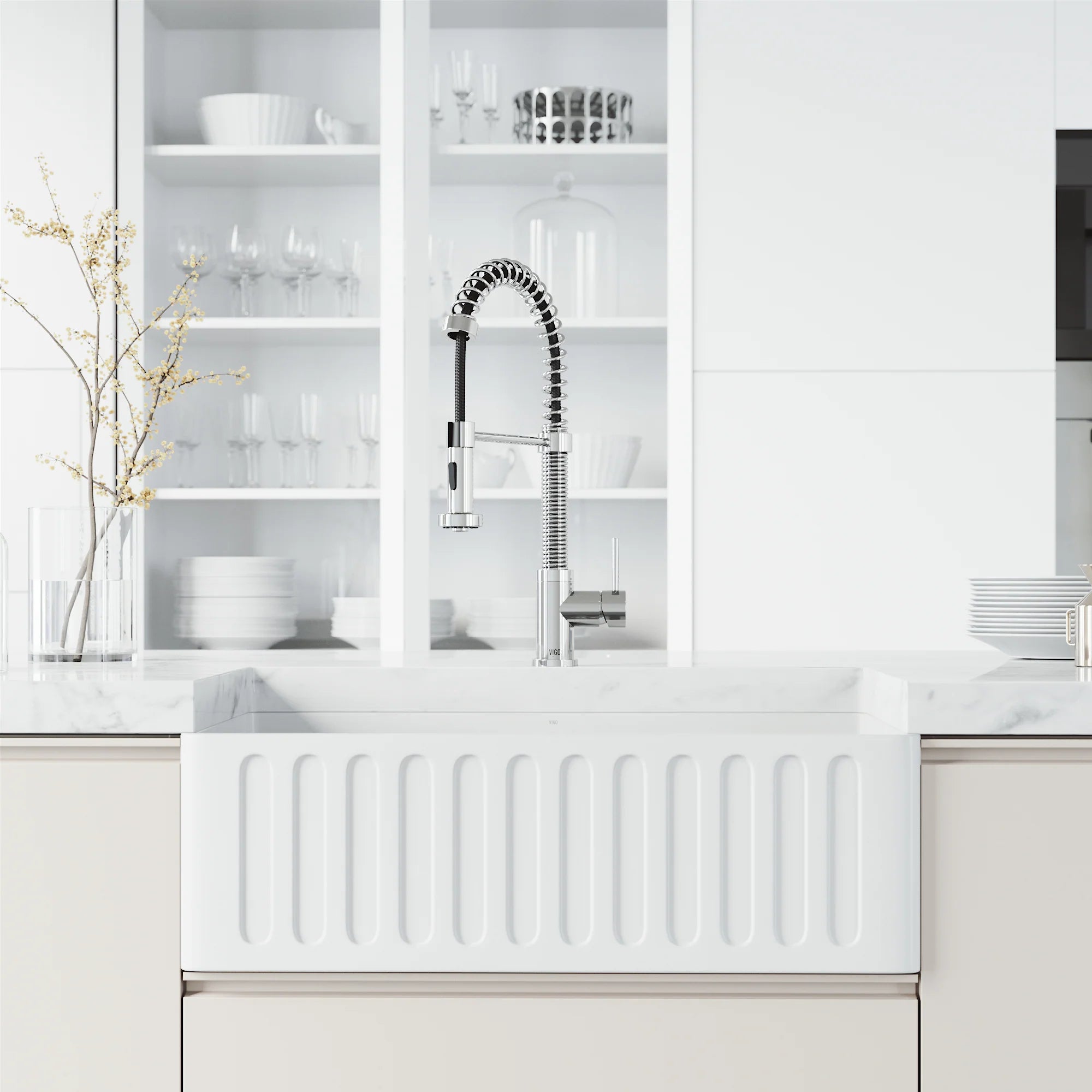 VIGO- Edison 19 in. Pull-Down Spring Kitchen Faucet In Chrome Model# VG02001CH