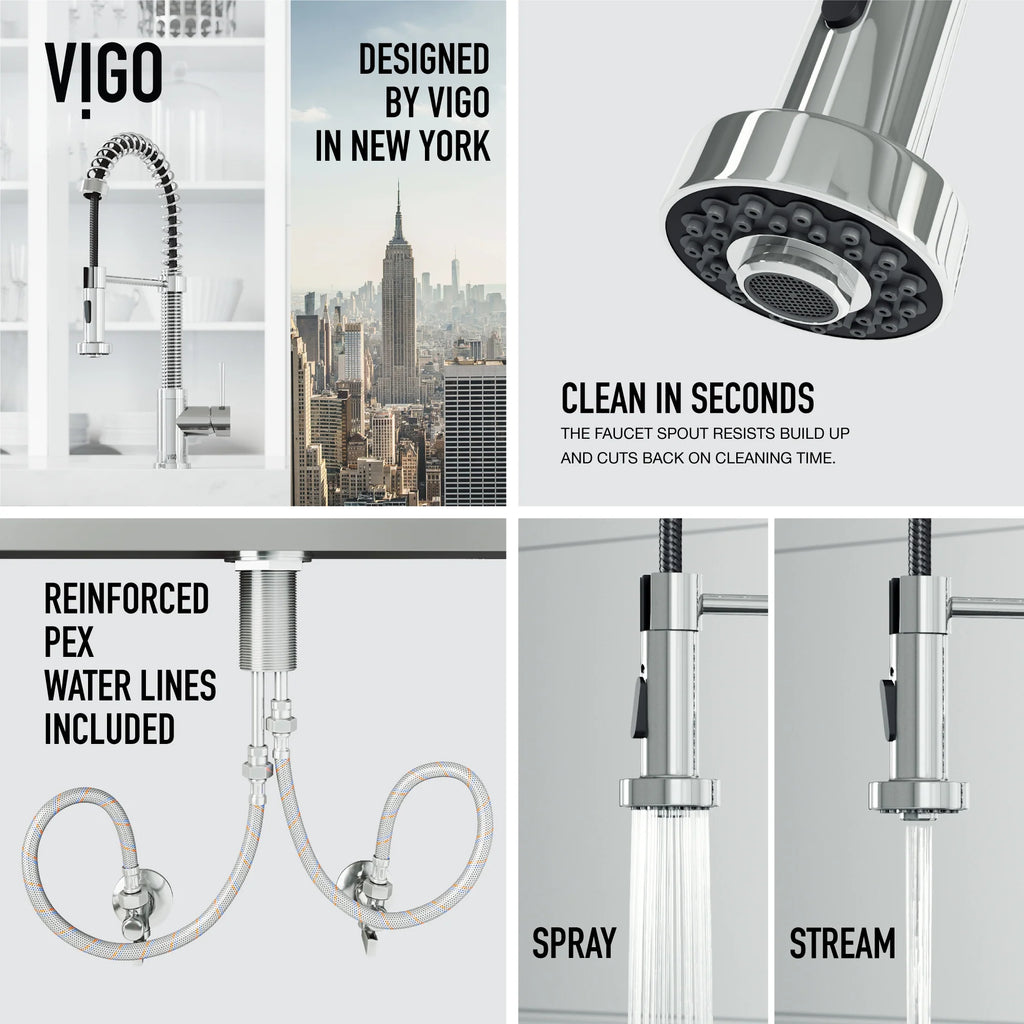 VIGO- Edison 19 in. Pull-Down Spring Kitchen Faucet In Chrome Model# VG02001CH